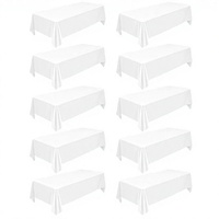 Lot de 10 nappes en polyester blanc à motif uni, 60x102 pouces, réutilisables, résistantes aux plis, lavables, pour mariage et fête