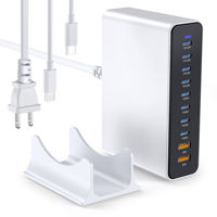 Chargeur rapide GaN 10-en-1 800W avec 8 ports USB-C et 2 ports USB-A, station de charge de bureau pour iPhone, tablette, MacBook, Android, Samsung