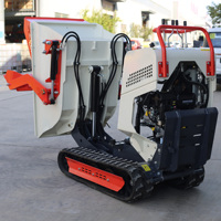 Nouveau modèle de mini-dumper auto-déchargeur de 500 kg, petit camion à chenilles basculant, chargeur frontal, moteur à essence PLC, pompe hydraulique
