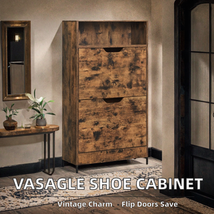 <span class=keywords><strong>Meuble</strong></span> à chaussures <span class=keywords><strong>VASAGLE</strong></span>, 2 compartiments, porte rabattable, étagère organisatrice, division réglable, quatre niveaux, 8 à 12 paires de chaussures, couloir - Product Image 2