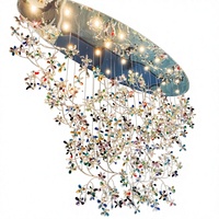 Nouveau Lustre LED de Luxe en Cristal en Forme de Branche Florale pour Installation de Projet, Idéal pour Salon, Salle à Manger, Lampe Principale de Style Artistique Créatif