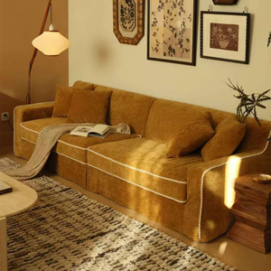 Canapé <span class=keywords><strong>Coco</strong></span> avancé rétro français Chenille jaune Style pastoral français tissu droit Gym centre commercial hôtel Villa hôpital parc scolaire - Product Image 1