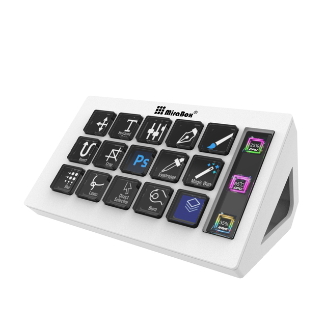 Accept OEM Orders - MiraBox 15Keys Macropad Stream Controller Stream Deck with Monitor Bar for Video Editing Live Streaming
