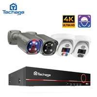Sistem Kamera CCTV Keamanan Rumah Jaringan IP POE Berkabel 8MP 4K H.265 Deteksi Wajah Luar Ruangan 8 Saluran Terlaris Techage