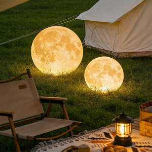 Lampe solaire féerique en forme de lune, étanche, avec télécommande, pour extérieur, camping, jardin, pelouse, décoration lumineuse - Product Image 1