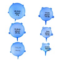 Lot de six couvercles de conservation en silicone transparent – Film de conservation moderne et minimaliste pour boîte à lunch domestique scellée