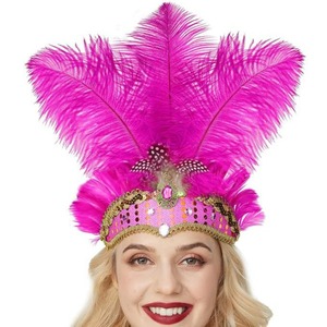 Corona de Cristal de Carnaval, Tocados de Plumas, Accesorios de Mardi Gras, Diadema de los Años 20, Diadema de Halloween para Mujer - Product Image 1