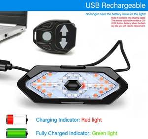 Vente en gros de feux arrière LED sans fil à télécommande, rechargeables par USB, étanches, clignotants de sécurité pour vélo - Product Image 3