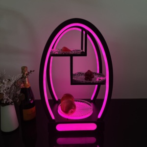 Exhibidor de Frutas y Aperitivos de Tres Niveles con Luz LED Azul, con Logotipo Personalizado para Club Nocturno LiqVis, para Servicio VIP en Bares y KTV - Product Image 4