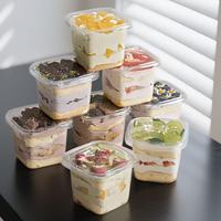 Boîte carrée transparente jetable en PET pour mousse, gâteau aux fruits, tiramisu, dessert, crème glacée et gelée - Vente en gros