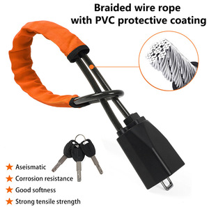 Verrou de volant de voiture en forme de U, câble en acier avec 2 clés, résistant aux coupures, pour la sécurité du véhicule, rouge, noir, Orange, jaune, bleu - Product Image 3