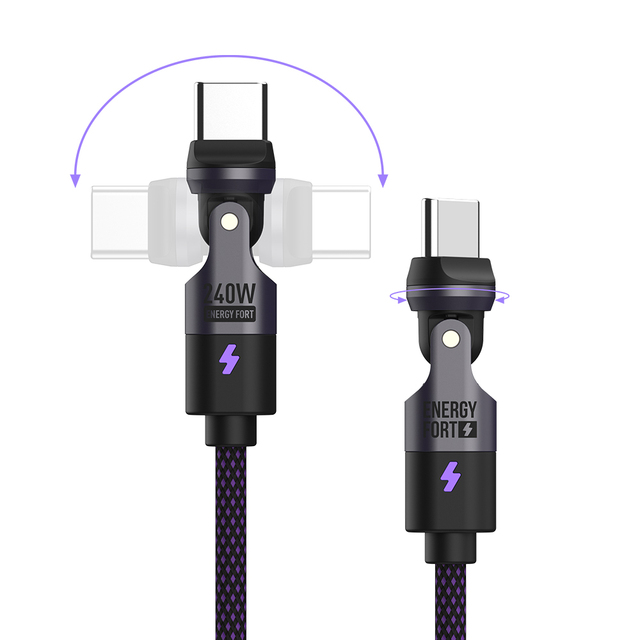 240W USB-C to Type-C Magnetic Nylon Braid Durable 540 Degree Rotate 5A Fast Charging PD3.1 Cable for IOS Android & Laptop