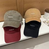Casquette de baseball coréenne brodée en PVC à six panneaux en tissu polyester souple, style simple, décontracté et rétro pour le printemps/été