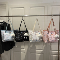 Sac à main seau en PU pour femme, style coréen, motif floral papillon, grandes marques de créateurs, décontracté, fermeture éclair, polyester, grande capacité