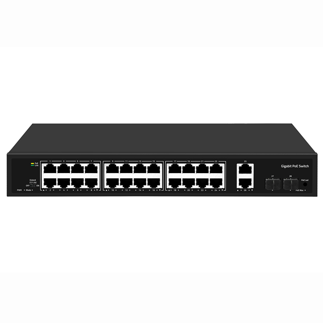 Factory ODM PoE Switch 24 Port RJ45 PoE and 2 Giga RJ45 Port 1 Giga Comb SFP Uplink Fiber Network Reverse PoE