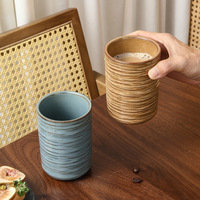Mug à café en céramique rétro, tasse droite de style japonais de 300 ml, vaisselle vintage de couleur unie, logo personnalisé, approvisionnement à l'exportation