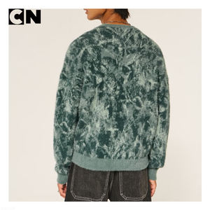 ผู้ผลิตเสื้อสเวตเตอร์ที่ได้รับการรับรอง GRS รับทำโลโก้ เสื้อสเวตเตอร์ผู้ชาย ผ้าฝ้ายผสมไนลอน ลายทั่วตัว ถักแบบพูลโอเวอร์ ทรงบ็อกซี่ ขนฟู - Product Image 3