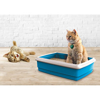 Bac à litière pour chat fabriqué en Italie avec un espace intérieur de 20 L, en plastique facile à nettoyer et accessoires, pratique pour le nettoyage