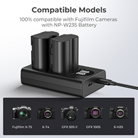 Pengisi Daya Baterai Kamera K&F Concept Dual Slot Type-C Quick Charger NP-W235 untuk Fujifilm X-T5, X-T4, GFX 100S, X-H2S