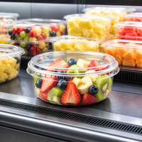 Gobelet en plastique PET transparent à paroi simple de 8 oz avec couvercle plat, jetable, pour desserts, à emporter, empilable, de qualité alimentaire, en gros, hermétique
