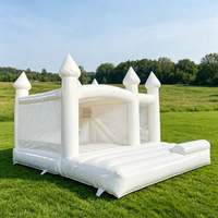 Château gonflable tout blanc en PVC avec toboggan, capacité 500 kg, portable pour mariage, fête, adultes et enfants