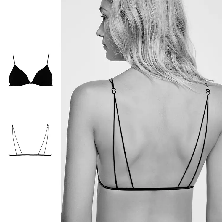 Sexy backless underwear front closure bra set triangle cup young lady seamless bra wireless bra