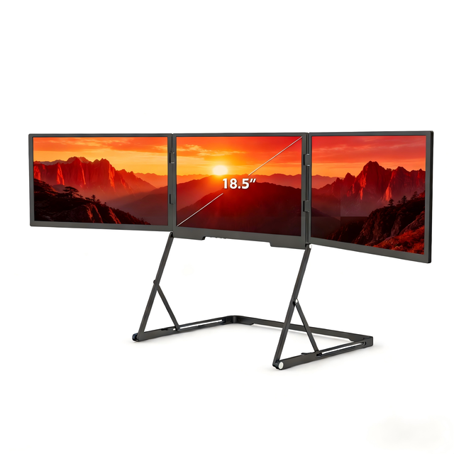 Triple Screen Monitor 2026 New-18.5inch Hot Selling Portable Plug & Play Monitor Extender with USB-C/HDMI Port for Mac/Windows