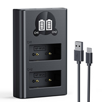 Pengisi Daya Baterai Kamera K&F Concept Dual Slot Type-C Quick Charger NP-W126 untuk Fujifilm X100vi, X100V, XM5, XE5, XT30II, XT30