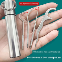 Cure-dents portables en acier inoxydable avec support, écologiques, réutilisables, en titane, pour pique-nique et camping en extérieur