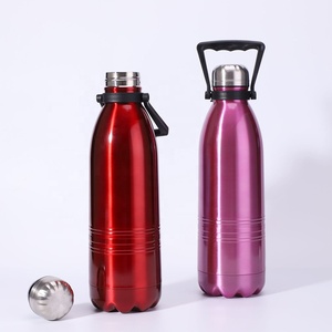 Bouteille d'eau sport en acier inoxydable de 64 oz, grande capacité avec poignée, gourde isotherme en forme de cola de 1800 ml, goulot étroit - Product Image 2