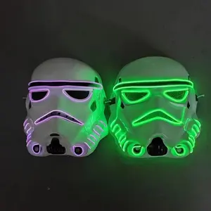 Nieuwe Storm Trooper Neon Groen Licht Up Sw Stormtrooper Masker Halloween Concert Cosplay Kostuum Neon Led Masker