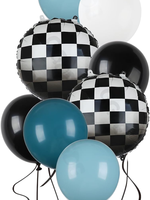 Ballons en feuille de Mylar à carreaux noirs et blancs de 18 pouces pour voiture de course, décoration de fête d'anniversaire pour enfants, décoration de chambre