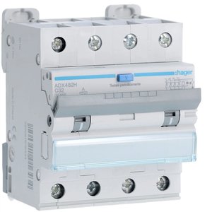 Hager Rcbo 4P 32A Tipo A 30mA Curva C 10000A per Protezione Elettrica - Product Image 1