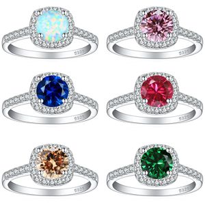 Bijoux de luxe de haute qualité, argent sterling 925, plaqué rhodium anti-ternissement, anneaux carrés en <span class=keywords><strong>opale</strong></span>, bijoux fins - Product Image 5