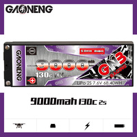 Baterai Lipo GNB GAONENG 2S 9000MAH 7.6V 130C Stick Pack Baterai Tegangan Tinggi untuk Mobil Balap RC 1:8 1/8