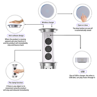Prise de courant escamotable pour cuisine, compatible Russie, avec rallonge électrique sans fil, compatible UK/EU/Australie