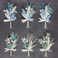 Boutonnière rustique en pampas séchée, arrangement floral sec de style bohème, bouquet de mariage type palmier