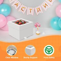 Boîtes à gâteaux jetables blanches avec couvercle, 10x10x8 pouces, finition mate et impression offset pour pâtisseries, tartes et cupcakes