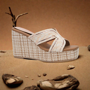 Sandales <span class=keywords><strong>compensées</strong></span> en <span class=keywords><strong>cuir</strong></span> HZLF pour femme, à <span class=keywords><strong>bout</strong></span> <span class=keywords><strong>fermé</strong></span>, avec fermeture boutonnée, talons fins de 7 cm, plateforme, pour l'automne, le printemps, l'été, la plage, et les occasions habillées - Product Image 1