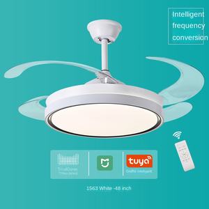 พัดลมเพดานพับเก็บได้42นิ้วพัดลมเพดานดีไซน์ใหม่พร้อมไฟพัดลมติดเพดานอัจฉริยะที่มองไม่เห็นพร้อมรีโมทคอนโทรล - Product Image 3