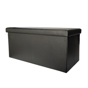 Factory Price PU Leather Double <strong>Seat</strong> Folding <strong>Storage</strong> <strong>Bench</strong> Small Sofa <strong>Bench</strong> with Movable Cover - Product Image 1