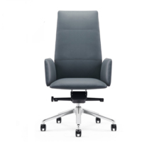 Chaise de bureau exécutive ergonomique pivotante au design moderne, en PU et cuir véritable, dossier haut, avec fonction rafraîchissante
