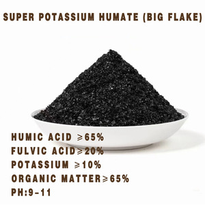Ácido húmico a granel Humato de potasio Fertilizante soluble en agua Súper ácido húmico de potasio 98 Copos Bolsa de 25 kg - Product Image 3