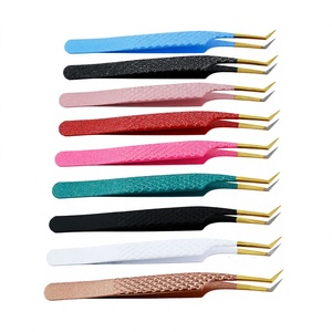 Pince à cils à pointe en fibre de qualité supérieure 45 pince à épiler à 90 degrés Volume Extensions de cils outil diamant gri - Product Image 1