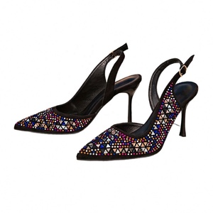 Chaussures de mariée pour femme, à paillettes brodées, bout pointu, talons aiguilles, été, imperméables, respirantes, élégantes - Product Image 5
