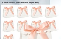 Boîte cadeau en papier haut de gamme à bord festonné avec ruban et nœud, thème mariage, petite boîte à bonbons pour faveurs de mariage, logo personnalisé