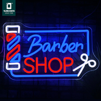 Enseigne de salon de coiffure LED avec lumière ouverte/fermée pour la décoration de fenêtre