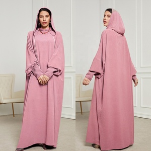 Mujeres sauditas Abayas musulmán Ramadán ropa de oración con capucha <span class=keywords><strong>Jalaba</strong></span> sólido Casual Batwing manga árabe Oriental túnica vestidos - Product Image 2