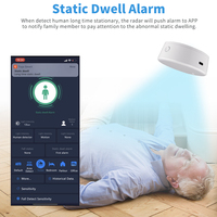 Sensor de Movimiento Estático para Personas Mayores con WiFi Tuya, Sensor de Detección de Caídas Humanas, Sensor de Detección de Cuerpo Humano, Alarma de Seguridad para el Cuidado de Personas Mayores