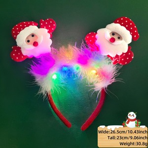 Bandeau lumineux <span class=keywords><strong>de</strong></span> plumes <span class=keywords><strong>de</strong></span> Noël à LED Père Noël Elk Glow Plume <span class=keywords><strong>de</strong></span> cheveux en peluche Cerceau <span class=keywords><strong>de</strong></span> fête Atmosphère Décoration Casque - Product Image 4